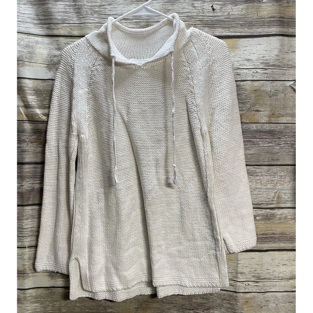 J Jill White Chunky Knit Pullover Sweater Cotton Linen Blend Women's XS‎ EUC